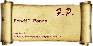 Fonó Panna névjegykártya